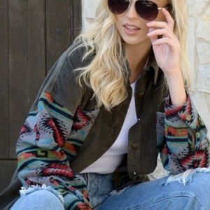 C+D+M Aztec Olive Corduroy Jacket